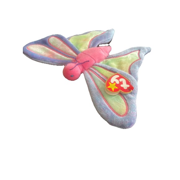 TY Beanie Babie Flitter the Butterfly Plush Toy - Pink/Purple - Picture 1 of 11